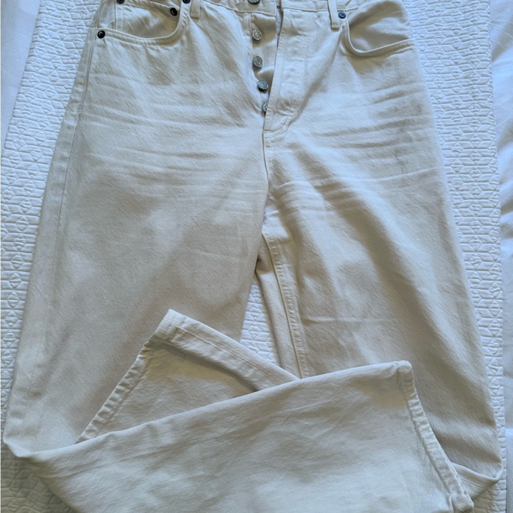 Agolde Cream Button-Fly 90s pinch jeans